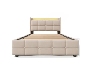 Lit avec rangement 90x200 cm DZMDIP   coloris beige