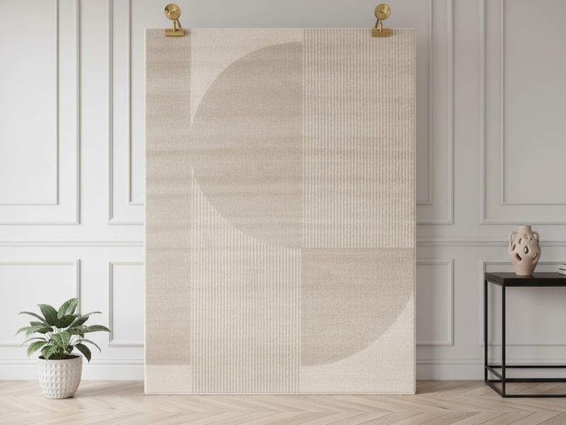  Bobochic tapis poils ras irena motif abstrait beige 200x290 IRENA - Conforama B