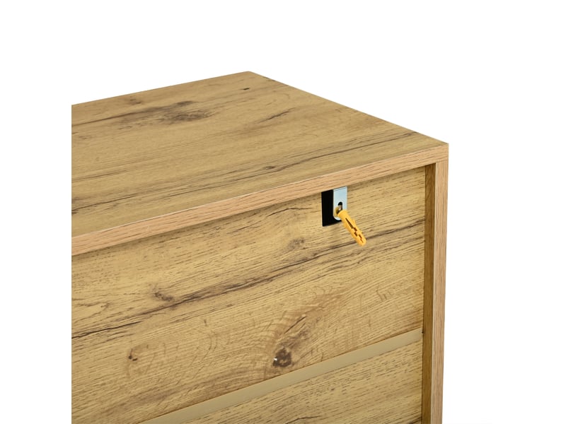  Meuble tv 180 cm en mdf bois clair et noir avec led, 2 tiroirs, 2 portes et passe-câbles pour le salon  - Conforama D
