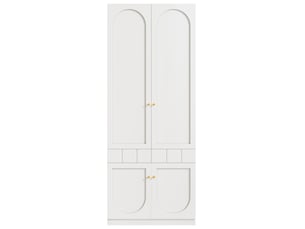 Armoire enfant 2 portes, penderie et tiroirs, poignées métal - blanc - 8e+1 x 5e+1 x 2e+2 cm