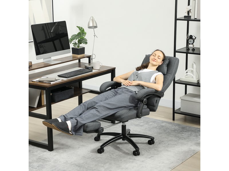 Fauteuil de bureau massant, interface usb, roulettes pivotantes, gris foncé  - Conforama C