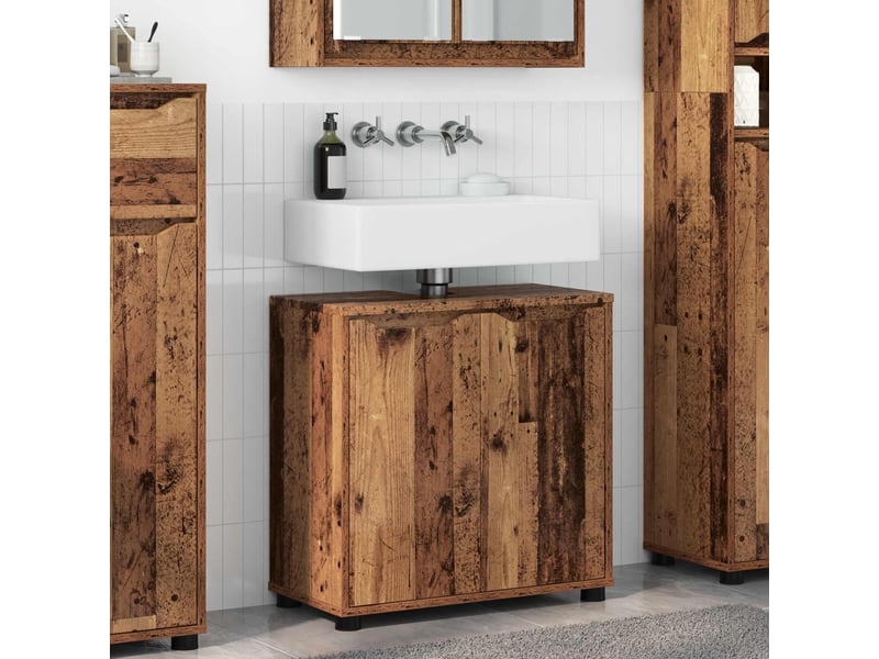  Armoire de lavabo de salle de bain bois ancien 60x30x60 cm  - Conforama B
