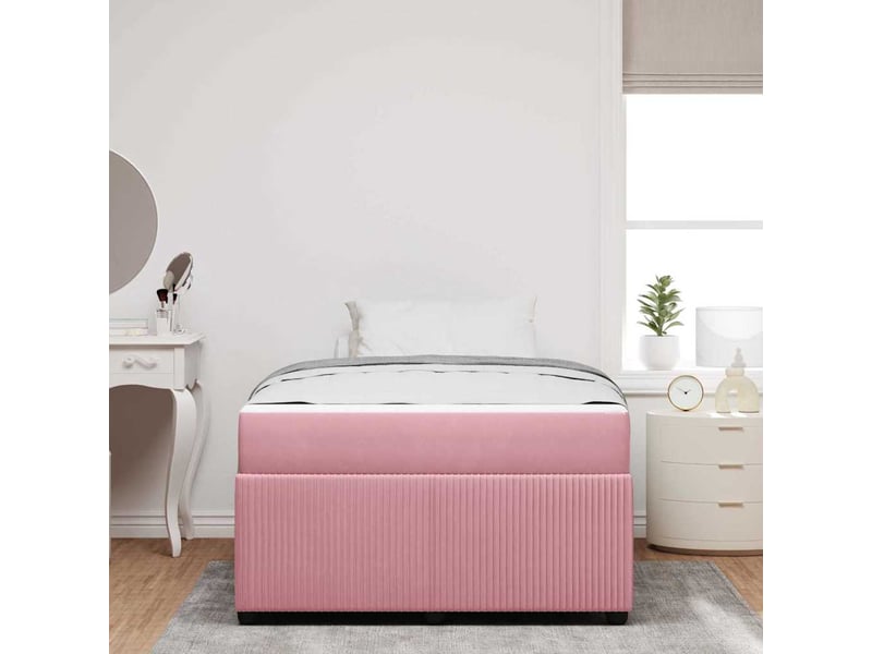  Lit double- lit adulte -  cadre de lit rose 120 x 190 cm tissu  - Conforama B