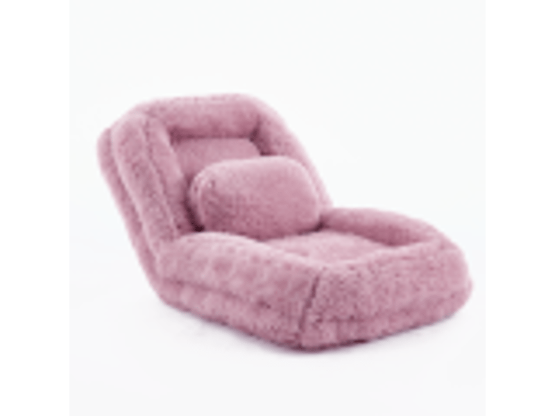  Fauteuil lit de sol inclinable 5 positions 102 x 89 x 88 cm – lit panier géant humain transformable avec coussin lombaire – peluche – rose  - Conforama A