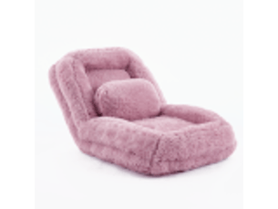 Fauteuil lit de sol inclinable 5 positions 102 x 89 x 88 cm – lit panier géant humain transformable avec coussin lombaire – peluche – rose
