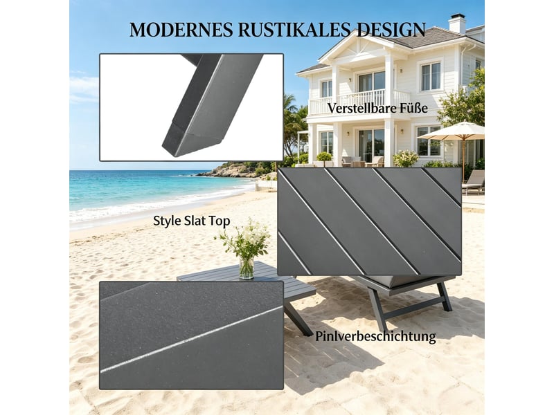  Canapé d'angle extérieur - ensemble 4 pièces - 2 canapés 2 places - fauteuil d'angle - table basse - 11 coussins Gris - Conforama D