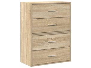 Lot de 2 armoire à tiroirs, commode avec 4 tiroirs chêne sonoma bois d'ingénierie