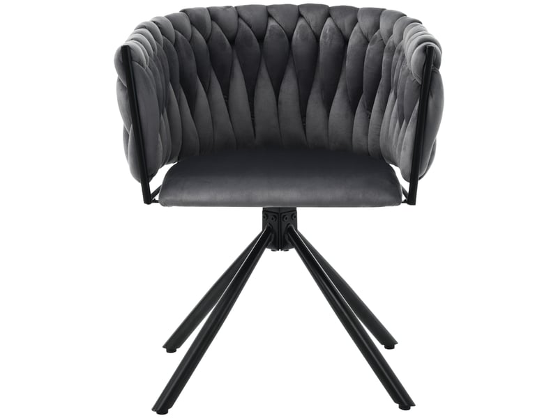  Lot 2 chaises salle à manger velours gris pivotantes, pieds métal, style contemporain  - Conforama A