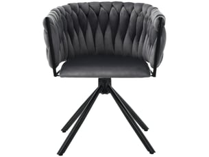 Lot 2 chaises salle à manger velours gris pivotantes, pieds métal, style contemporain