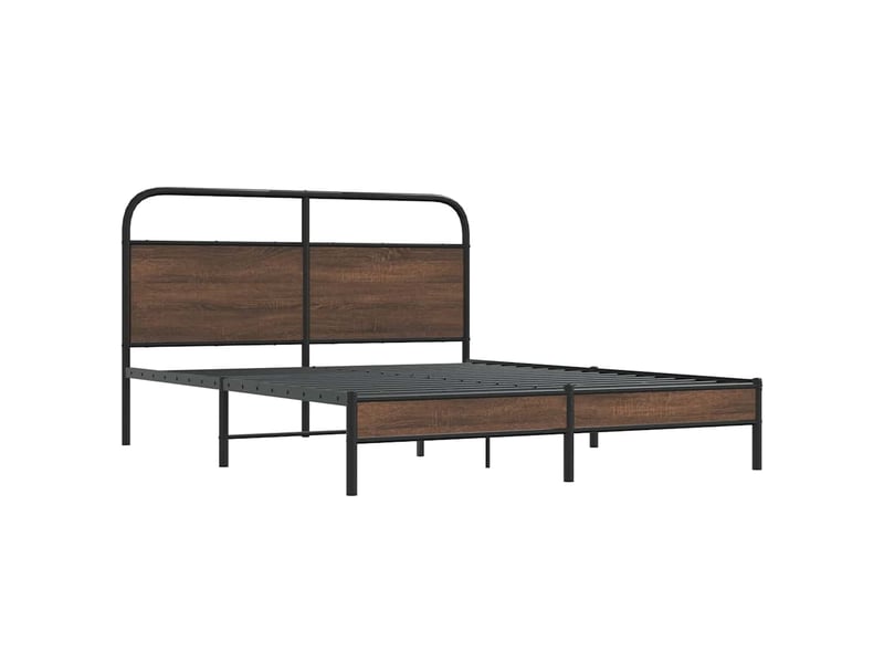  Lit double- lit adulte -  cadre de lit sans matelas 150x200 cm chêne marron  - Conforama B