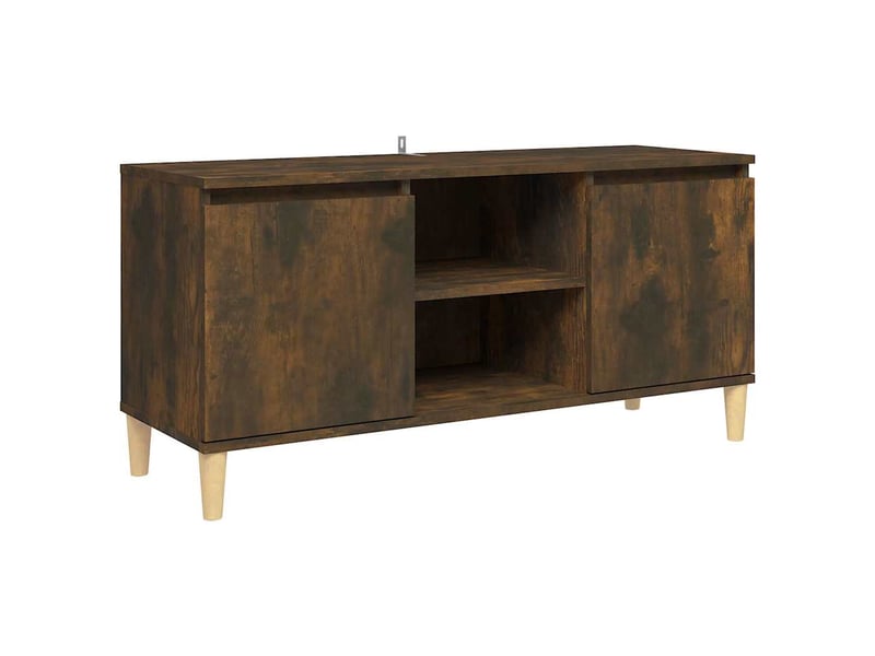  Meuble tv - banc tv - meuble de rangement avec pieds en bois solide chêne fumé 103,5x35x50 cm  - Conforama A