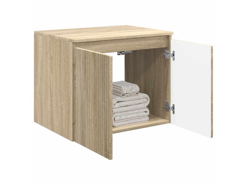  Cabinet salle de bain mural, meuble de rangement chêne sonoma 62.5x44.5x50 cm  - Conforama C