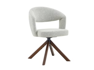 Ensemble de 2 chaises pivotantes rétro-luxe gris clair – dossiers incurvés, pieds bois de noyer, rotation 360° silencieuse