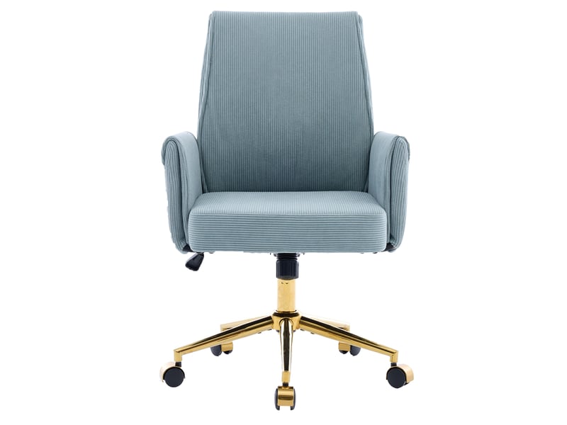  Fauteuil de bureau pivotant 65x63x107 cm réglable en hauteur à dossier mi-haut et forme ergonomique bleu  - Conforama A