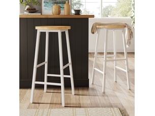 tabouret de bar <strong>OKWISH</strong> - blanc hauteur d'assise 30 cm vendu Par paire