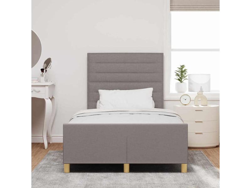  Lit simple | lit adulte | cadre de lit avec tête de lit taupe 120x190 cm tissu  - Conforama D