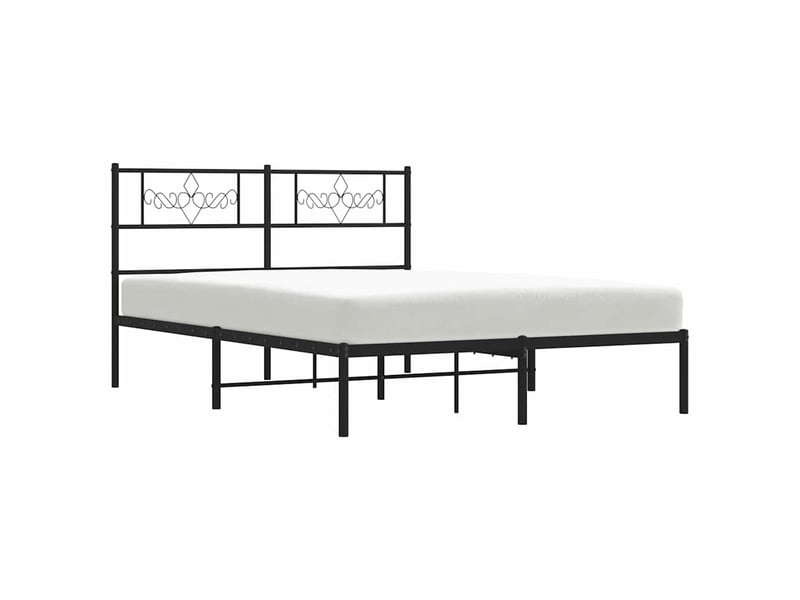  Lit double- lit adulte -  cadre de lit métal sans matelas avec tête de lit noir 135x190cm  - Conforama D