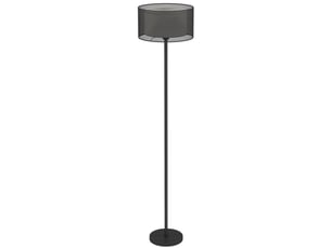 Lampadaire, abat-jour bicolore, interrupteur au pied, métal, noir