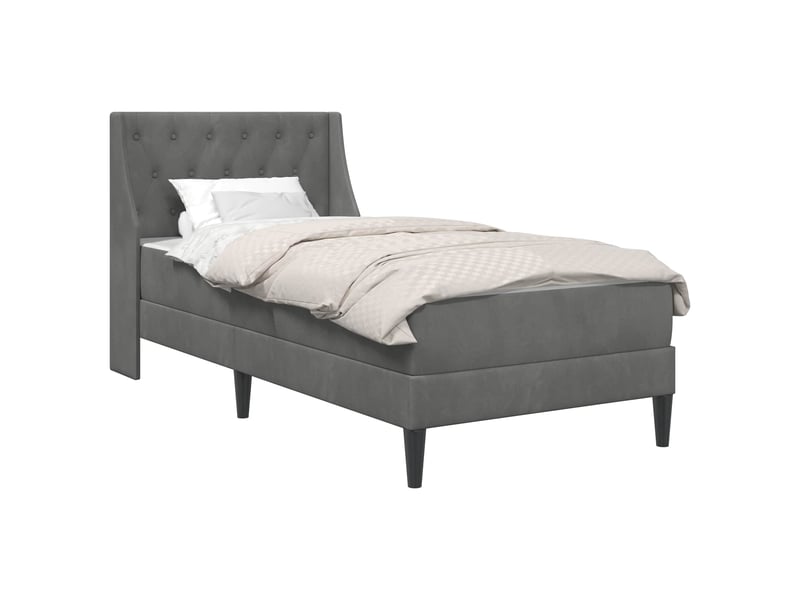  Lit simple- lit adulte -  cadre de lit avec matelas gris foncé 100 x 200 cm velours  - Conforama A