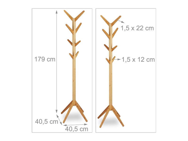  Portemanteau sur pied en forme d'arbre 180 x 40 x 40 cm pratique décoratif pour bureau couloir en bambou naturel 13_0004493  - Conforama B