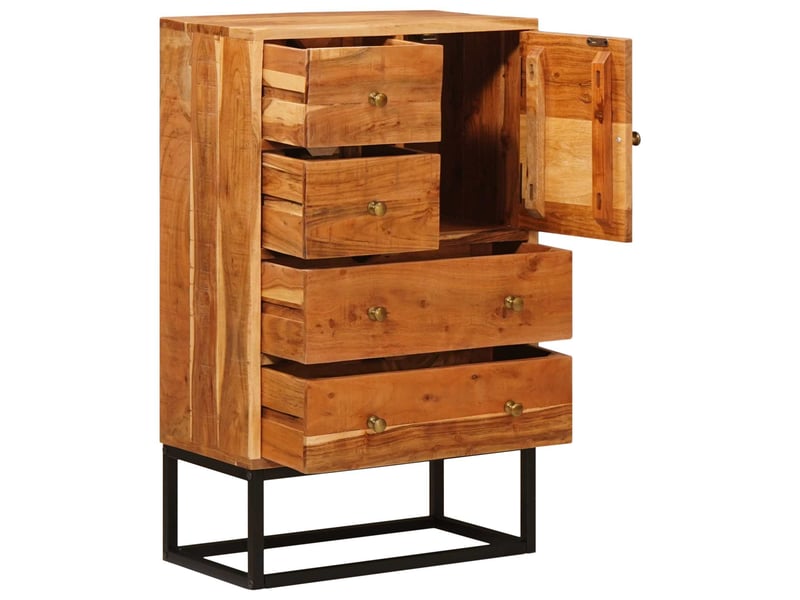  Commode avec porte naturel 55x30x90 cm bois d'acacia massif  - Conforama C