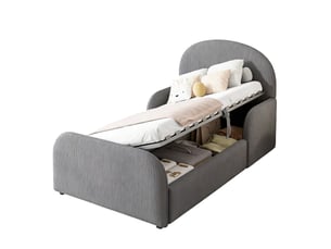 Lit avec rangement 90x200 cm MEUBLIV   coloris gris