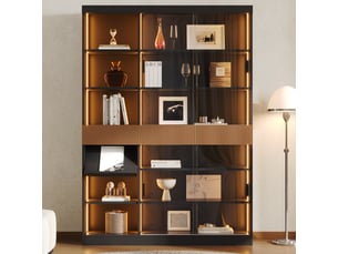 Vitrine coloris noir 4 étagère(s) <strong>SAPGAKS</strong> <strong></strong> - 120 cmx180 cm
