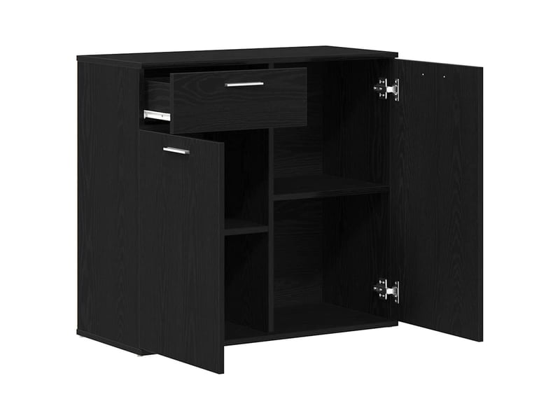  Buffet - bahut - meuble de rangement en chêne noir 80x36x75 cm bois d'ingénierie  - Conforama E
