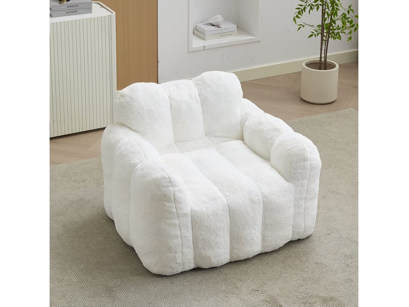  Fauteuil relax adulte 105x90x75 cm en peluche blanc  - Conforama B
