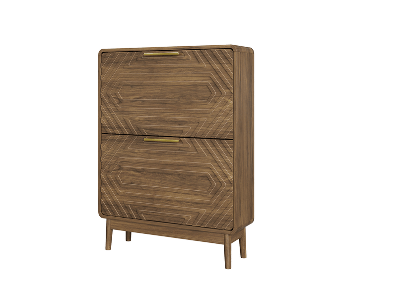Meuble à chaussures 60x24,1x95 cm en mdf coloris noyer avec 2 abattants - Conforama A