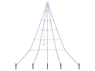 Arbre de noël, sapin de noël led avec piquets au sol bleu 182 cm métal