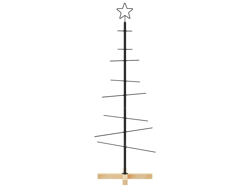  Arbre de noël, sapin de noël en métal avec base en bois noir 120 cm  - Conforama C