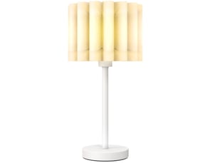 Lampe de table 25x25x48,5 cm e27 avec abat-jour ondulé et interrupteur à bouton blanc