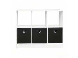 Étagère cube de rangement bibliothèque avec 3 tiroirs en tissu 80x30x61 cm blanc et noir