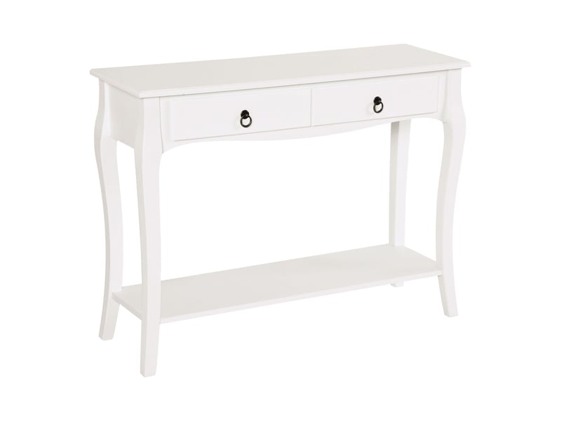  Console d'entrée moderne avec 2 tiroirs, en bois, 100 x 33 x 75 cm, blanche  - Conforama A