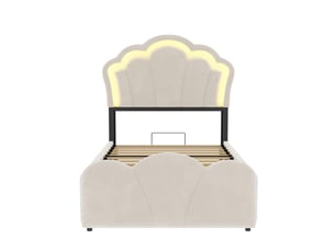 Lit coffre 90x200 cm coloris beige
