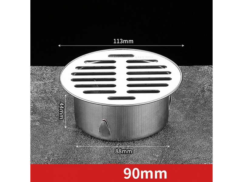  Drain de sol rond en acier inoxydable de 90 mm, anti-blocage, pour extérieur, avec grand débit pour jardin  - Conforama B
