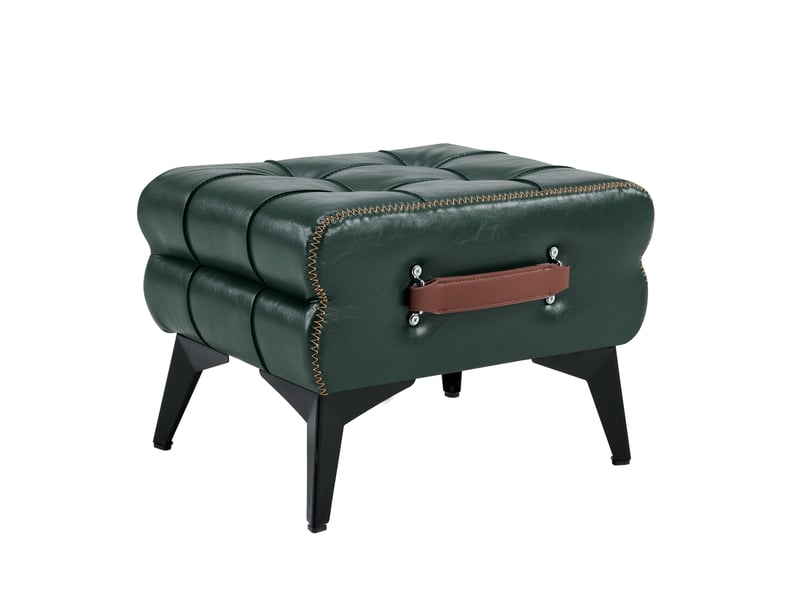  Pouf 43x33x30 cm portable en polyuréthane (pu) vert  - Conforama A