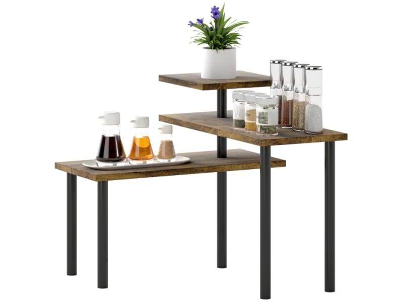  Étagère de cuisine 3 niveaux, rotative, pour micro-ondes, métal, style industriel, 40x18x36,5 cm  - Conforama A