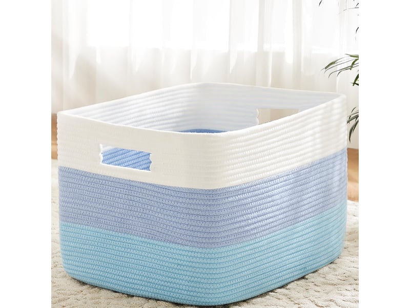  Panier de rangement corde coton tressé pour couverture - corbeille déco pour salon  - Conforama A