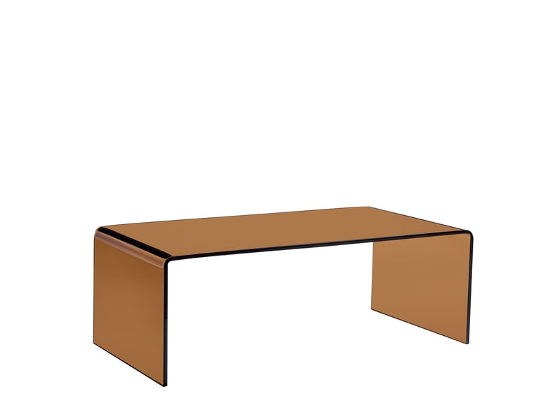  Table basse en verre trempé courbé 100x50x35 cm – marron transparent – design moderne facile à entretenir  - Conforama C