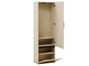 Meuble d'entrée vestiaire avec miroir et banc - 113.5x35x179.5cm - meuble rangement et patères - bois