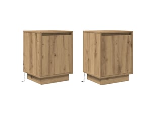 Lot de 2 armoires de chevet avec lumières led rangement 38 x 34 x 50 cm en bois d'ingénierie chêne artisanal 02_0051615