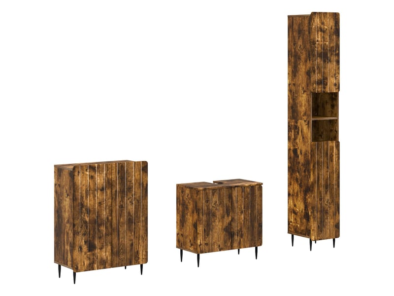  Ensemble de meuble de salle de bain 3 pièces zwolle chêne fumé cf63540  - Conforama A