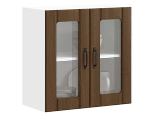 Armoire murale de cuisine et porte en verre lucca chêne marron shl9157