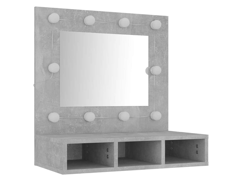  Armoire à miroir avec led gris béton 60x31.5x62 cm  - Conforama D