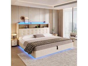 Lit coffre 180x200 cm <strong>HAUSS SPOLE</strong> <strong></strong> coloris beige