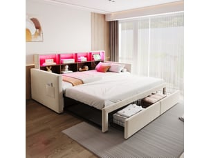 Lit extensible 90x190 cm COVREO coloris beige