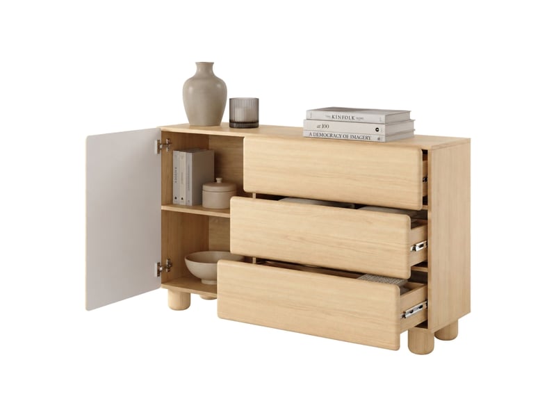  Buffet hanerito, commode 3 tiroirs, 130x38x80h cm chêne marron Hanerito - Conforama A