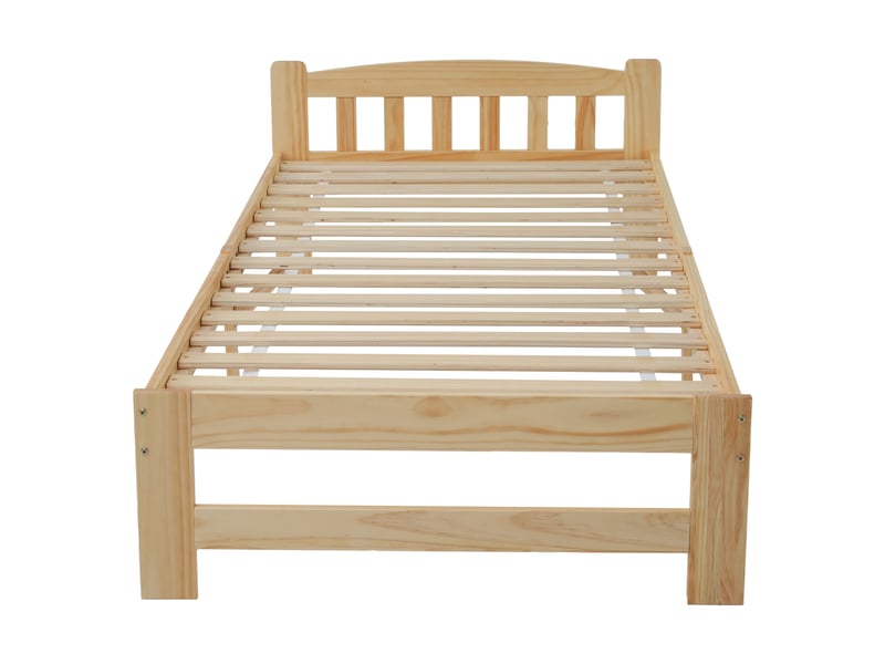  Lit futon en bois massif, lit simple, lit en bois massif naturel avec tête de lit et sommier à lattes, lit enfant, lit adulte, naturel, 90 x 200 cm  - Conforama D